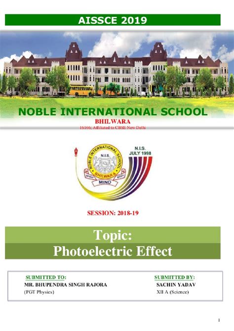 AISSCE 2019 XII A Physics Project: Exploring the Photoelectric Effect ...