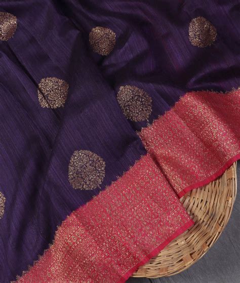 Buy Purple Banaras Tussar Saree T438880