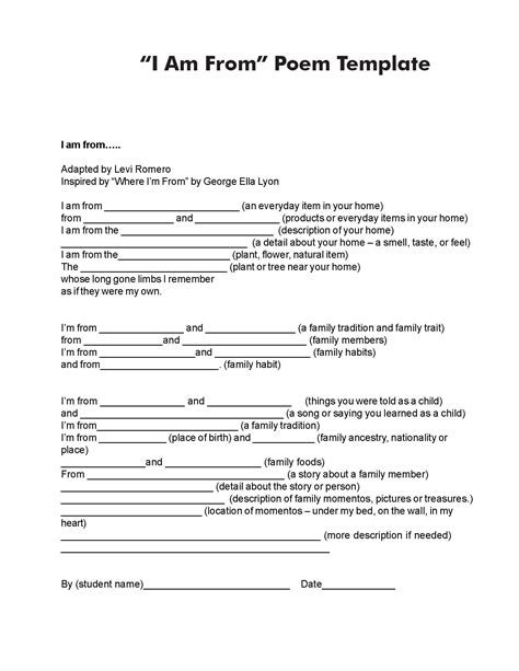 I Am Poetry Template