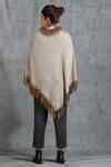 Buy Beige Cashmere Fine Wool Round Handwoven Poncho For Women by Dusala ...