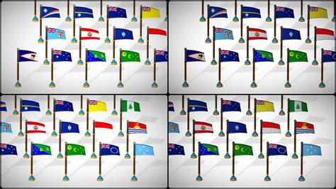 Oceania Countries Flags Pack Toon Style Australian Region - 3D Model by Laxminarayan Artistry