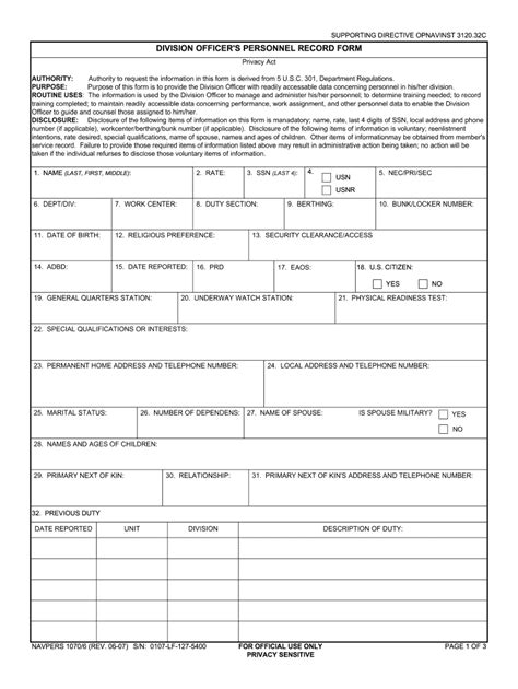 2007-2026 Form NAVPERS 1070/6 Fill Online, Printable, Fillable, Blank ...