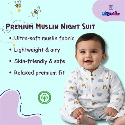 Whale Muslin Baby Night Suit – Chinese Collar – Lazytoddler