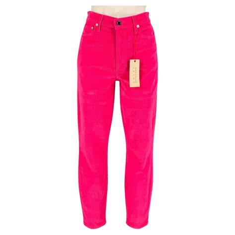 ALICE + OLIVIA Size 29 Pink Cotton Needlecord Jean Cut Casual Trousers ...