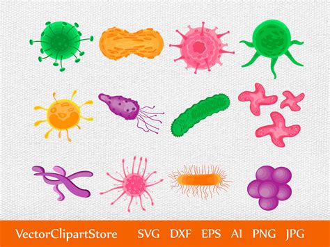 Cartoon viruses and bacteria vector clipart set. Microscopic | Etsy