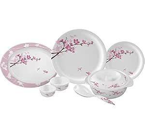 Buy Servewell Melamine Blossoms Round Dinner Set, 25 Pieces, Pink ...