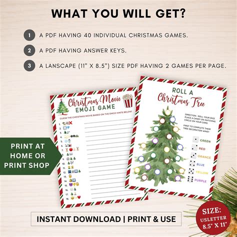 Printable family christmas games bundle 40 holiday party games ...