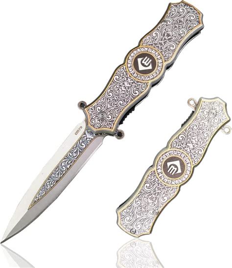 Buy Folding Knife, Stainless Steel Pocket Knife with Retro Emboss ...