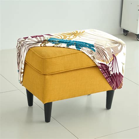 HOKIPO 140 GSM Footstool Cover Ottoman Slipcover, Stretch Fitted ...
