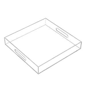 Clear Sturdy Acrylic Serving Tray with Handles - 12x12Inch - Coffee ...
