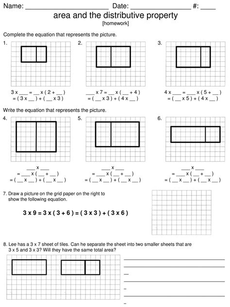 Image result for Area Model Distributive Property Worksheet