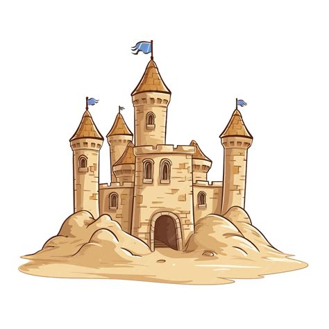 Premium Vector | Hand drawn sand castle cartoon vector illustration ...