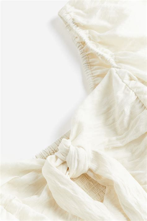 Tie-detail cropped top - Cream - Ladies | H&M IN