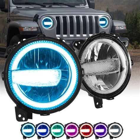 9"RGBW LED Headlights for 2018-2022 Jeep Wrangler Jeep Gladiator JT