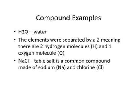 Image result for Examples of Compounds in Science