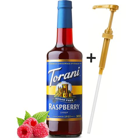 Torani Sugar-Free Raspberry Syrup, 750 mL Bottle + Gold Pump ...