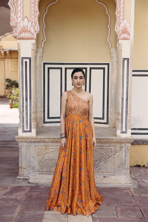 Shop Women's Tangerine Maxi Dress | Drishti And Zahabia