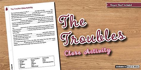 The Troubles Cloze Activity Sheet