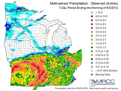 Total Rainfall From the Remnants of Tropical Cyclone Isaac