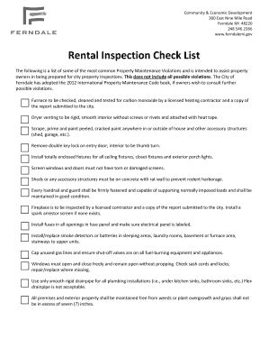 Fillable Online Rental Inspection Check List Fax Email Print - pdfFiller