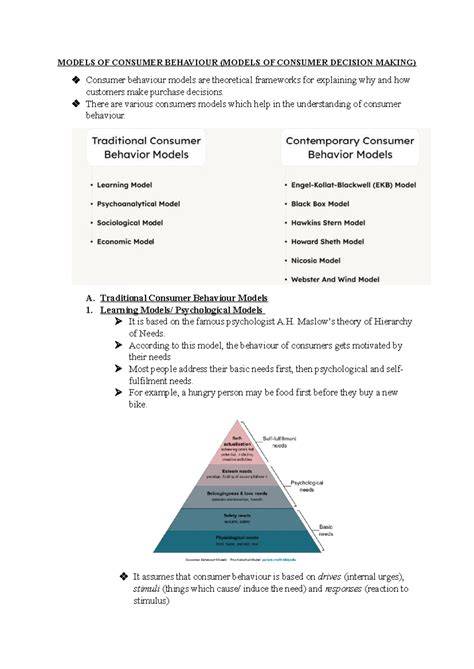 Models of Consumer Behaviour (CB): Understanding Decision-Making ...