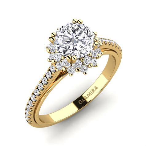 Order Engagement Ring Daffney 1.0 crt in Round cut 1 Carat 18ct Yellow ...