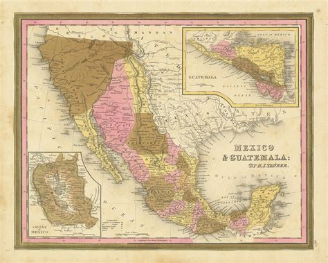 Old Map of Mexico, Guatemala, Texas, California by H.S. Tanner, 1839 ...