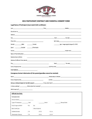 Parents Consent Form For Football - Fill and Sign Printable Template Online