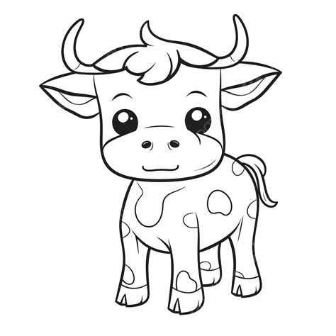 Cute Baby Cow That Can Be Used As A Coloring Page Outline Sketch Drawing Vector, Cow Drawing ...