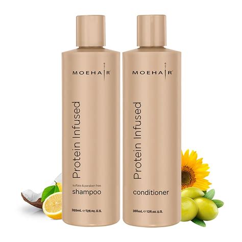 Moe.hair Protein Infused Shampoo and Conditioner-12 Fl Oz, For Dry ...
