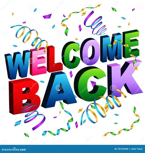 Welcome Back Message stock vector. Illustration of back - 70755498