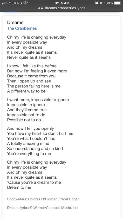 Dreams - The Cranberries lyrics
