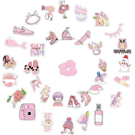 Buy Vsco Stickers for Hydro Flask[35 Pack], Pink Aesthetic Vinyl ...