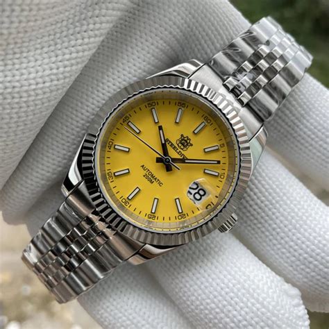 Steeldive SD1933 DJ Homage Men Watches - Yellow Dial With Jubilee Brac ...