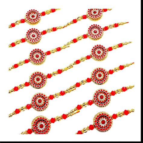 Buy LACT ENTERPRISE Unisex Adult Red Gold Plated Combo 12 Of Rakhi For ...