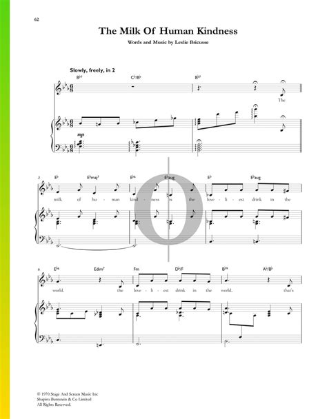 The Milk Of Human Kindness (Leslie Bricusse) Piano Sheet Music - OKTAV