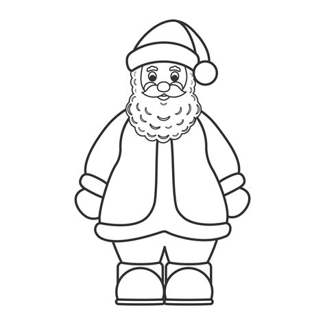 Santa Claus black and white outline vector illustration. Coloring book ...