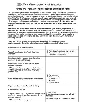 Fillable Online UAMS IPE Triple Aim Project Proposal Submission Fax ...