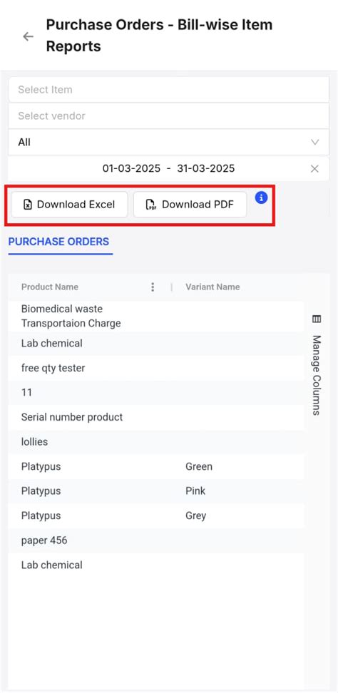 How to download variant-wise Purchase Orders report on Mobile ...