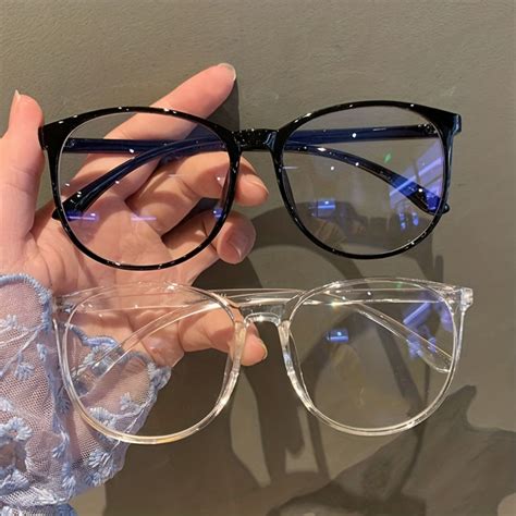 1pc Blue Light Blocking Glasses, Large Oval Clear Lens Anti Eyestrain ...
