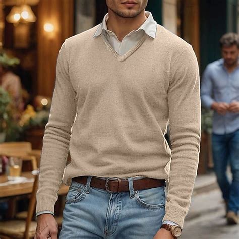 Men's Dress Sweater Pullover Sweater Jumper Ribbed Knit Regular Tops ...
