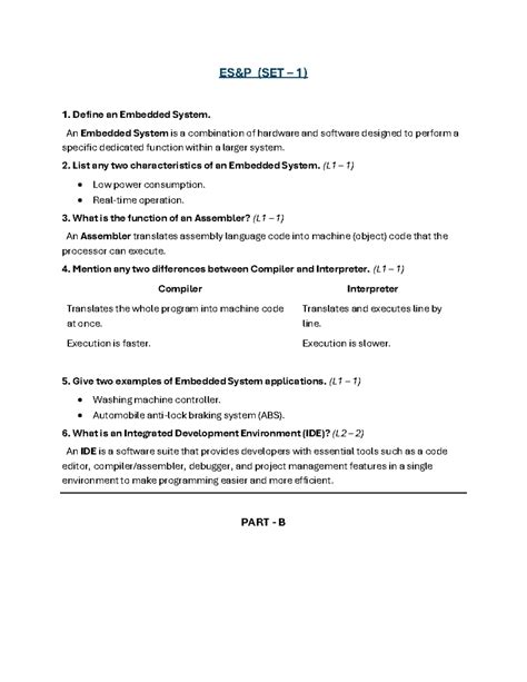 ESP SET 1 - Embedded Systems Overview and Key Concepts - Studocu