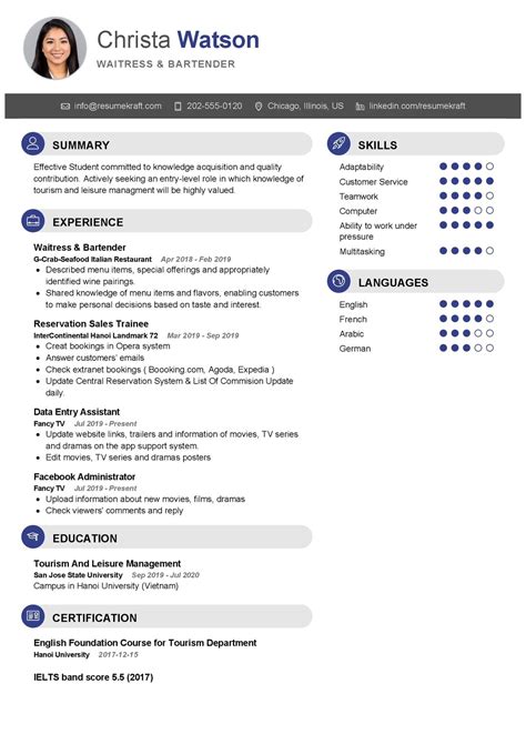 Waitress & Bartender Resume Example in 2026 - ResumeKraft