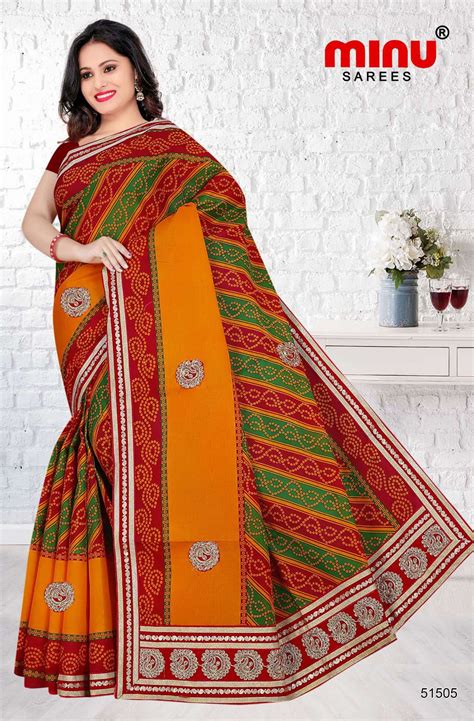 Minu SUHAGAN Premium Cotton Embroidered Saree For Navratri Special ...