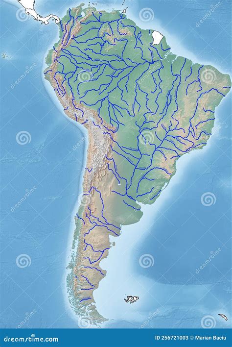 The Continent of South America Illustration with the Main Rivers Stock ...