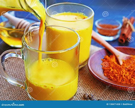 Golden Turmeric Milk or Haldi Doodh Stock Photo - Image of immune ...