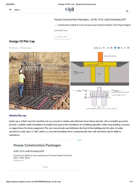 Design of Pile Cap Example | PDF | Deep Foundation | Deformation (Engineering)