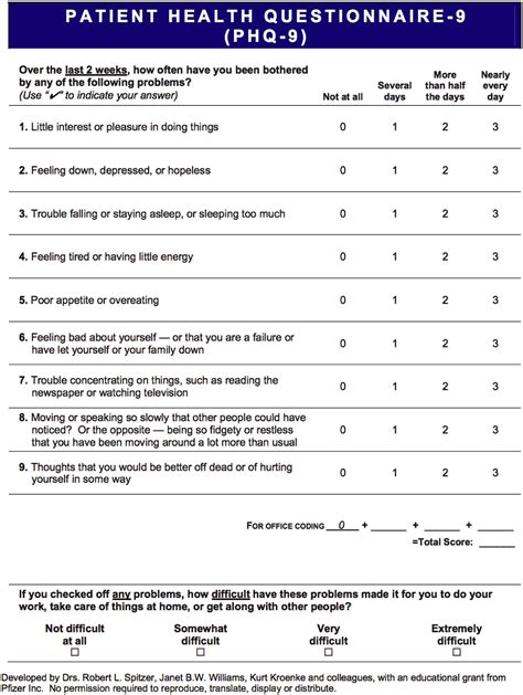 Printable Phq 9 Form - Printable Forms Free Online