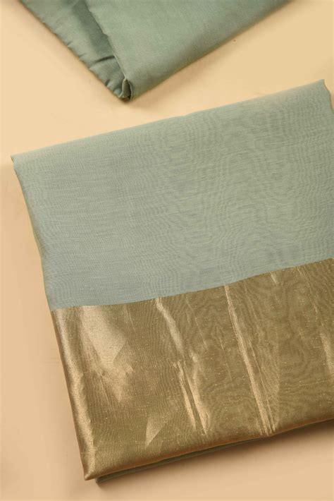 Green Mul Chanderi Woven Unstitched Suit Fabric Set With Mul Chanderi ...