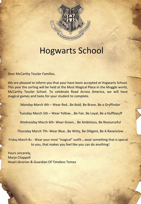 Free Printable Harry Potter Hogwarts Acceptance Letter Templates [PDF ...